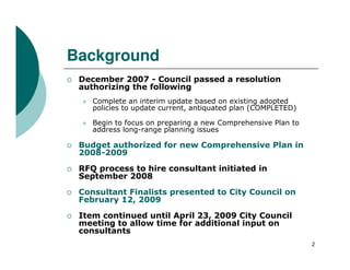 Staff presentation on Austin Comprehensive Plan RFQ process