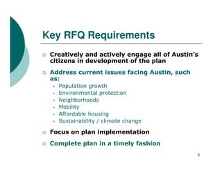 Staff presentation on Austin Comprehensive Plan RFQ process