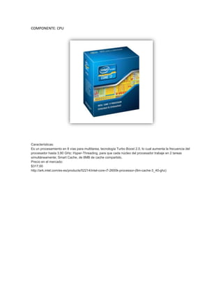 Lista de Componentes para Computadora