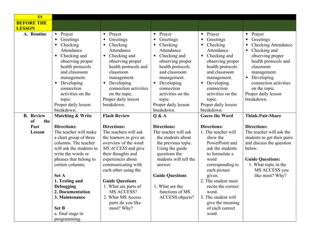 COMP Programming lesson plan example part | DOCX