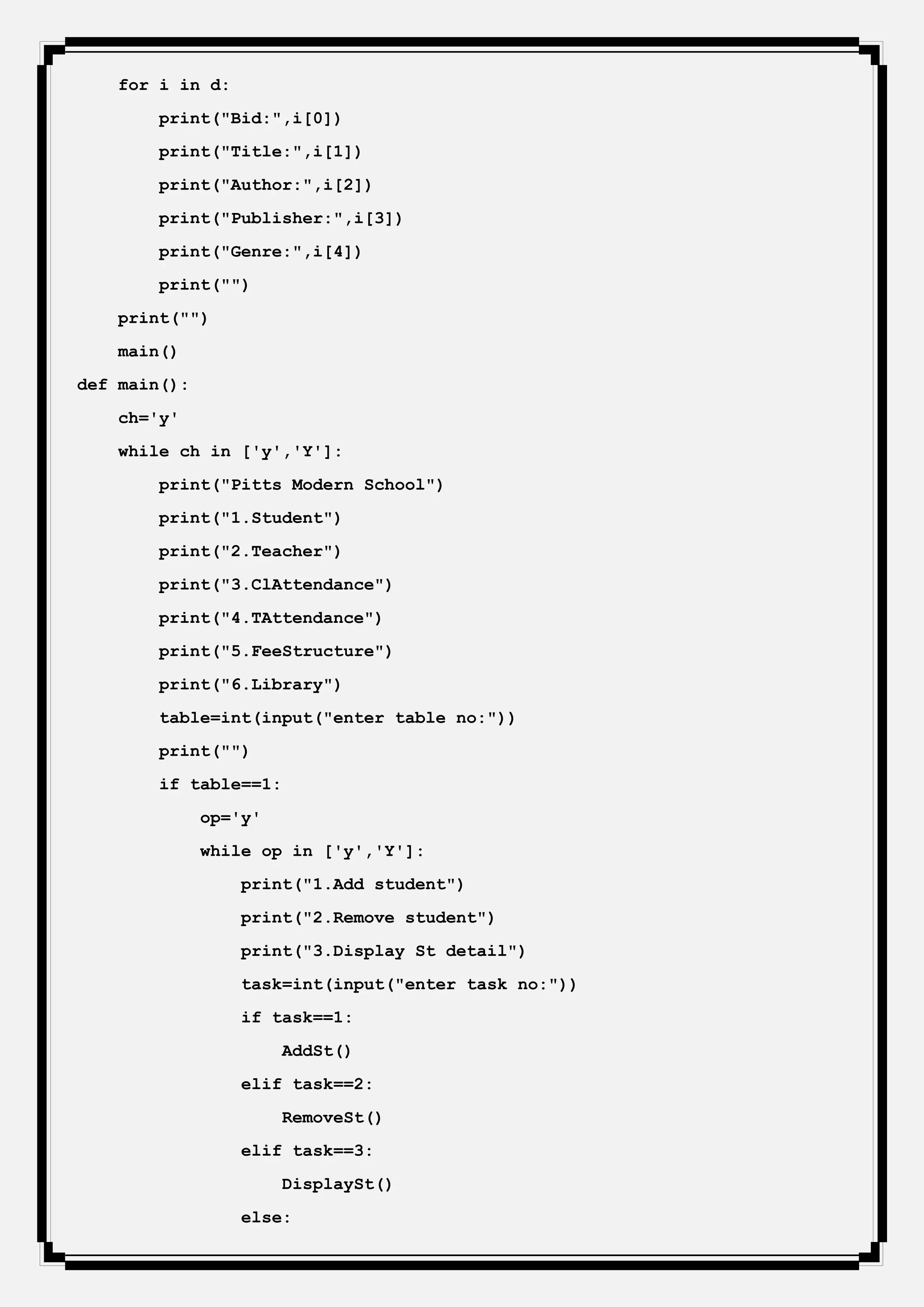 Computer Project for class 12 CBSE on school management | PDF