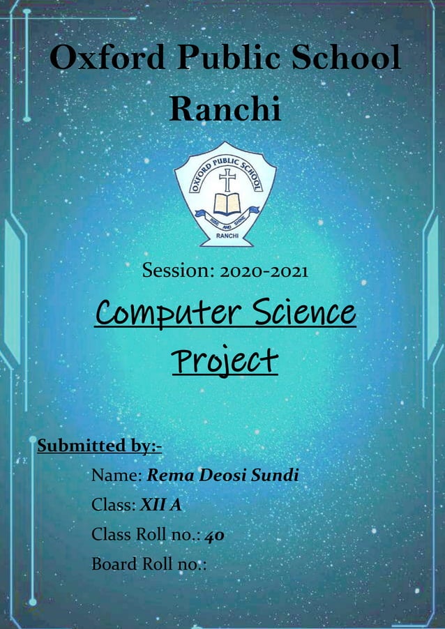 Computer Project for class 12 CBSE on school management | PDF