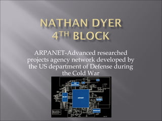 ARPANET-Advanced researched projects agency network developed by the US department of Defense during the Cold War 