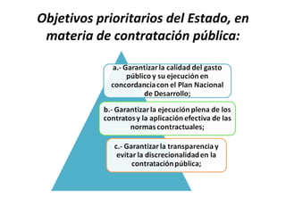 Objetivos prioritarios del Estado, en materia de contratación pública: 
