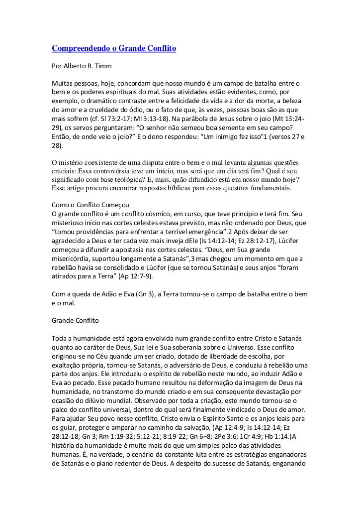 Compreendendo o grande conflito