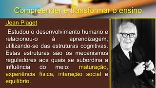 Psicologia dialéticaAescolasoviéticaParaapsicologiasoviéticaaaprendizagemestáemfunçãodacomunicaçãoedodesenvolvimento. Éoresultadodointercâmbioentreainformaçãogenéticaeocontatoexperimentalcomascircunstânciasreaisdeummeiohistoricamenteconstituído. Compreender e transformar o ensino  