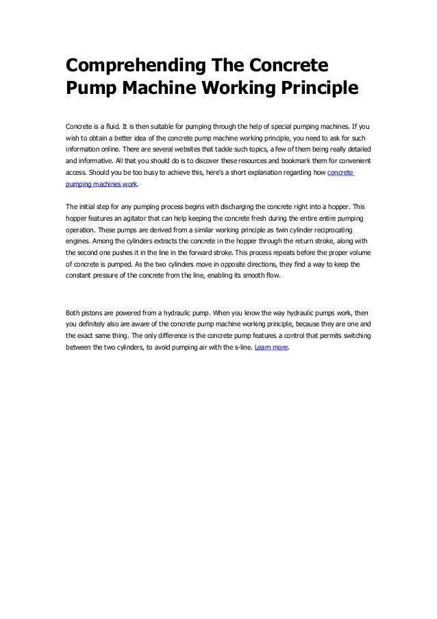 Comprehending the concrete pump machine working principle