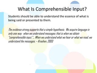 Comprehensible Output Example Maximizing Comprehensible Input and Output to Improve Student ...