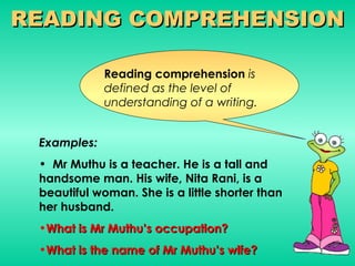 Reading Compre Example Comprehension | PPT