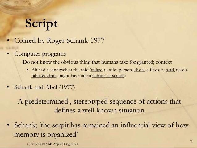 English Language Teaching: Schema and Script Theory (Reading & writin…