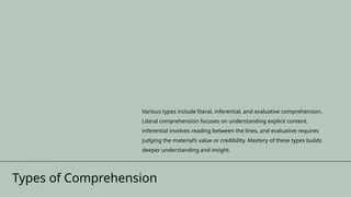 Comprehension passage Basics and learning how to write | PPTX