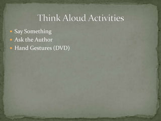 As students move toward independence:“Thick and Thin questions” (great for use in the content areas with nonfiction)