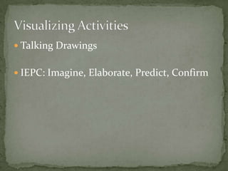 Oral Think- Aloud- student reads or listens to you read a text.