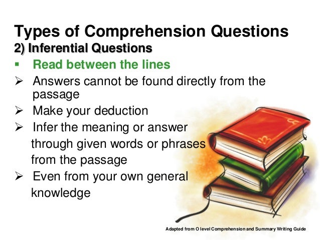 Comprehension question types