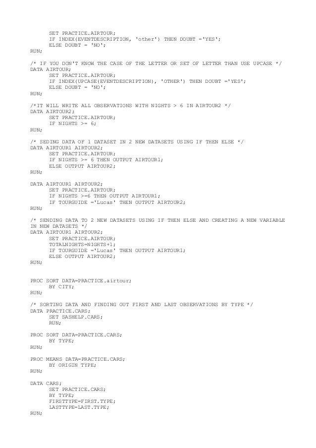 SAS codes and tricks Comprehensive all codess