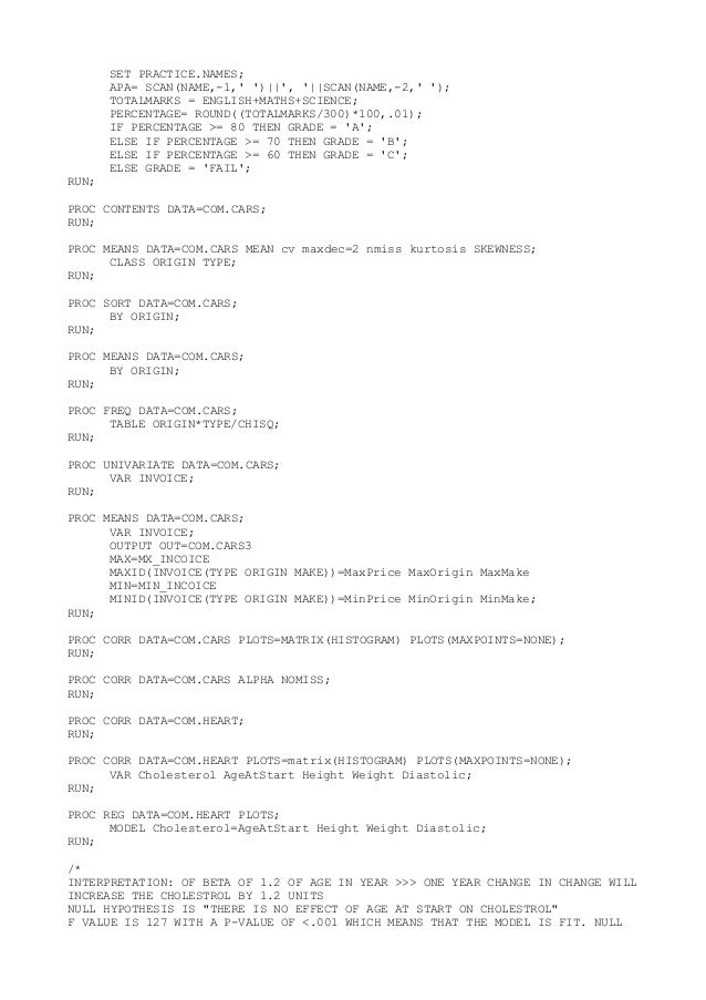 SAS codes and tricks Comprehensive all codess