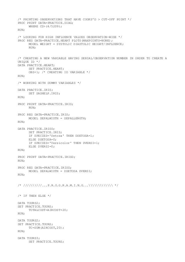 SAS codes and tricks Comprehensive all codess