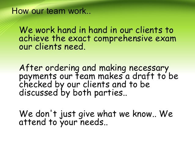 Comprehensive exam and dissertation services