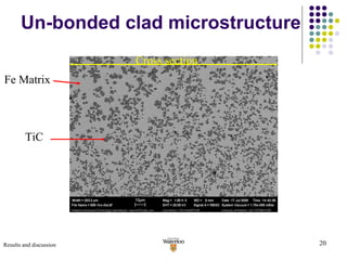 Un-bonded clad microstructure Fe Matrix TiC Cross section Results and discussion 