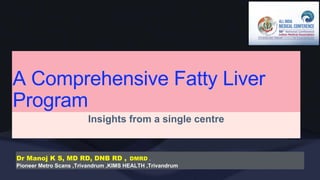 Dr Manoj K S, MD RD, DNB RD , DMRD .
Pioneer Metro Scans ,Trivandrum ,KIMS HEALTH ,Trivandrum
Insights from a single centre
A Comprehensive Fatty Liver
Program
 