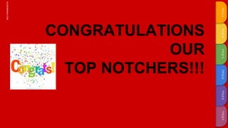 TITLE
F
TITLE
E
TITLE
D
TITLE
C
TITLE
B
TITLE
A
SLIDESMANIA.COM
SLIDESMANIA.COM
CONGRATULATIONS
OUR
TOP NOTCHERS!!!
 
