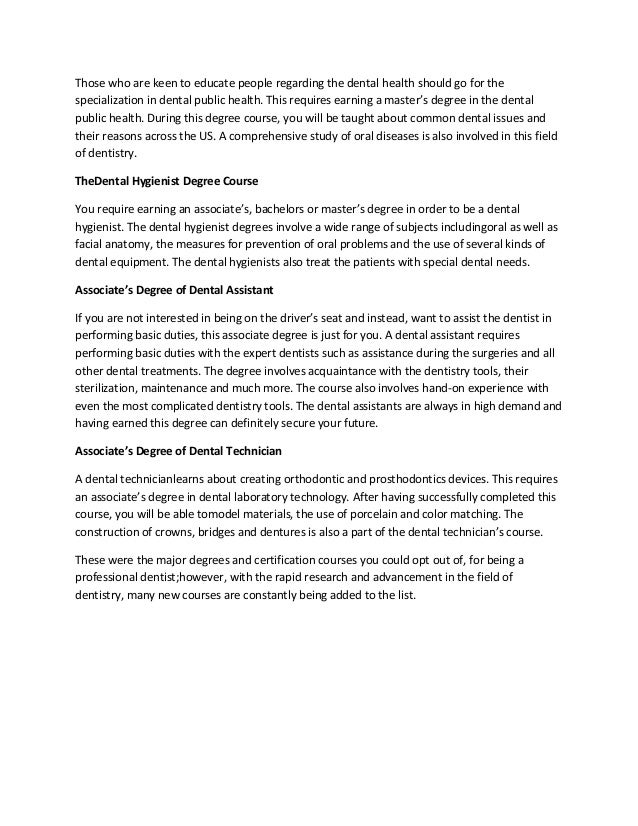 Comprehensive guidelines for individuals seeking career in dentistry