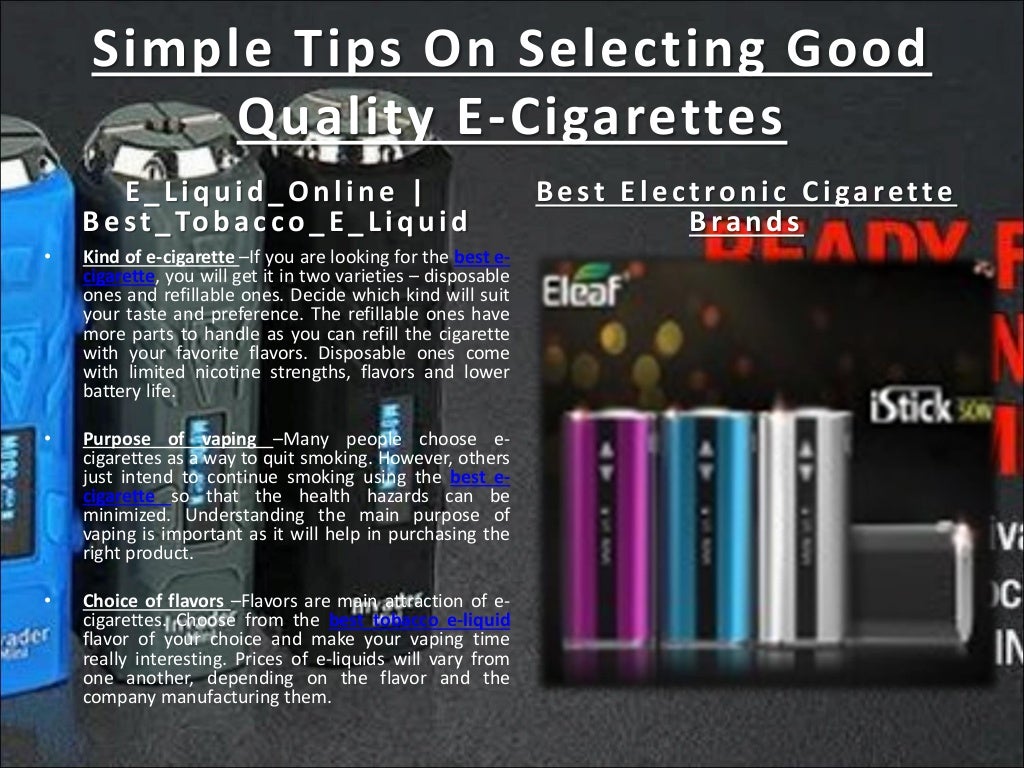 Best Electronic Cigarette Brands