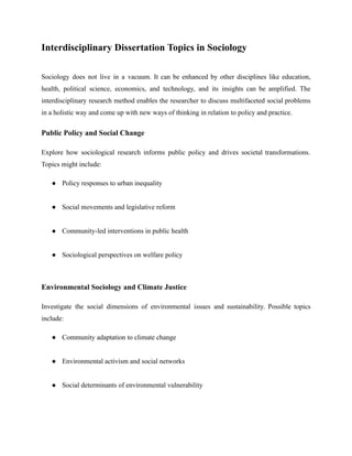 Comprehensive Guide to Dissertation Topics in Sociology – 150+ Ideas ...