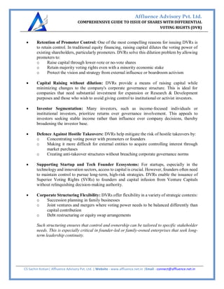 COMPREHENSIVE GUIDE TO ISSUE OF SHARES WITH DIFFERENTIAL VOTING RIGHTS ...