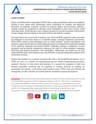 COMPREHENSIVE GUIDE TO ISSUE OF SHARES WITH DIFFERENTIAL VOTING RIGHTS ...