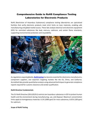 Rohs Directive Components Comprehensive Guide to RoHS Compliance Testing Laboratories for ...