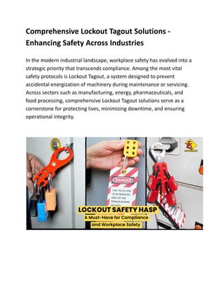 Comprehensive Lockout Tagout Solutions - Enhancing Safety Across ...