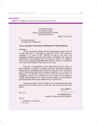7 4M U L T I - Y E A R S T R A T E G I C P L A N 2 0 1 3 - 1 7
ANNEX 7: Emergency Preparedness and Response Plan 2011
 