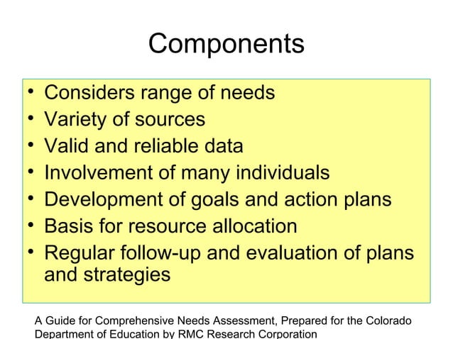 Comprehensive needs assessment | PPT