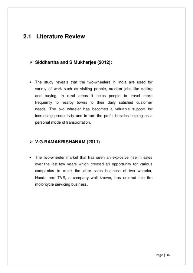 Review of literature on customer satisfaction on two wheeler