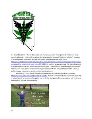 135
The author spoke withBayAreaCannabis atthe EighthClinical ConferenceonCannabisTherapeutics,
whoconfirmedthisresultwasachievedonlywithtopical applicationof cannabisoil.
 