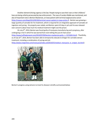 209
people have hadsuccesswiththem,includingthose withcancer.However,asignificantnumberof
patientshave alsoreportedsicknessorworseningof symptoms.Patientsshoulduse cautionwhen
dealingwiththese products.
These corporate and dispensaryactivitiescontributeverycompellinginformationtothe overall
cannabisextractmovement. Itisbecause of these innovativeorganizationsthatavailabilityof cannabis
extractmedicine hassubstantiallyincreased,allowingmore people accesstothe medicine theyneed
now.
 