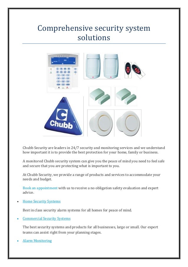 Comprehensive security system solutions chubb security Comprehensive security system solutions chubb security