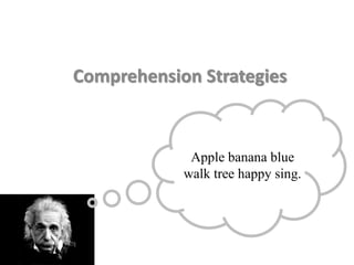 Comprehension Strategies
Apple banana blue
walk tree happy sing.
 