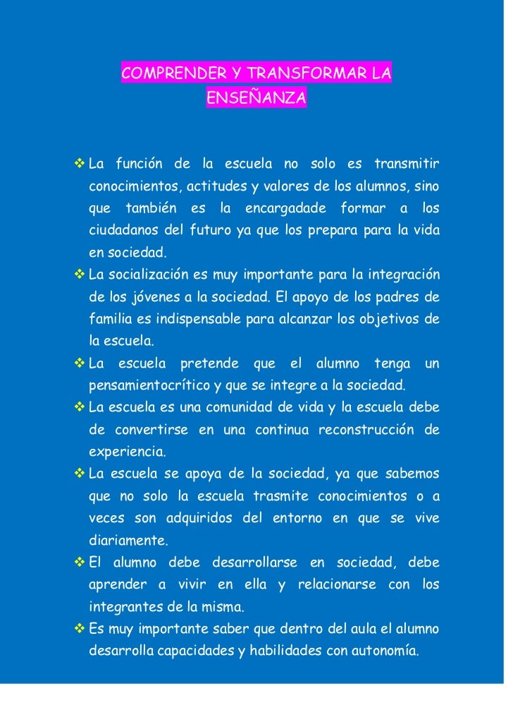 Comprender y transformar la enseñanza
