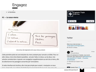 www.15marches.fr
@15marches
#LDTRA
stephane@15marches.fr
Engagez
•  Blog	Captain	Train	
 