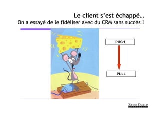 Le client s’est échappé…
On a essayé de le fidéliser avec du CRM sans succès !


                                        PUSH




                                         PULL
 