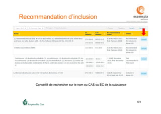 101101
Recommandation d’inclusion
Conseillé de rechercher sur le nom ou CAS ou EC de la substance
 