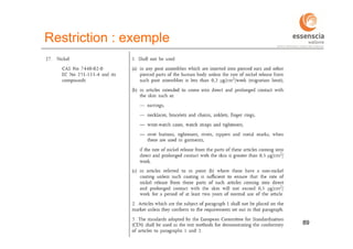 8989WALRIP 2018 Les bases de
REACH
Restriction : exemple
 