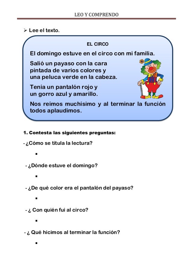 Comprensión EL CIRCO