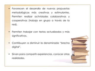 Hay programas como Unidades Didácticas Digitales  Que le permiten al niño sin saber leer, escuchar los textos y mientras la lectura transcurre las palabras van cambiando de color. "Si hago leer a un grupo de niños, es una lectura compartida, Se aprieta un botón y la lectura se iniciaA medida que pasa el texto este cambia de color, los niños van viendo la lectura y fijando la correcta pronunciación". http://www.catalogored.cl/recursos-educativos-digitales/unidades-didacticas-digitales-1-basico-lenguaje-y-comunicacion.html