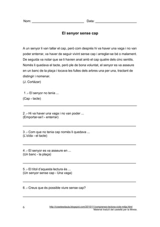 Comprensio lectora 3er primaria | PDF