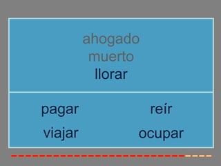 ahogado
          muerto
           llorar

pagar               reír
viajar          ocupar
 