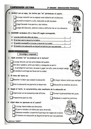 Comprension lectora 2 grado