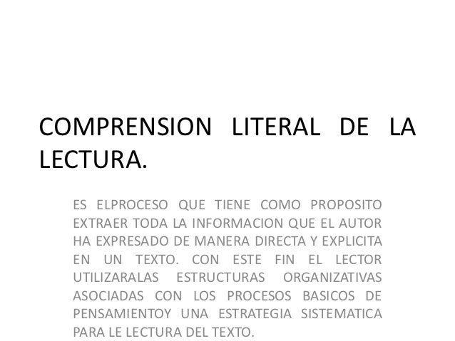Comprension literal de la lectura